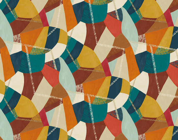 Sample - Abstract Geo Wallpaper - Rust and Peacock