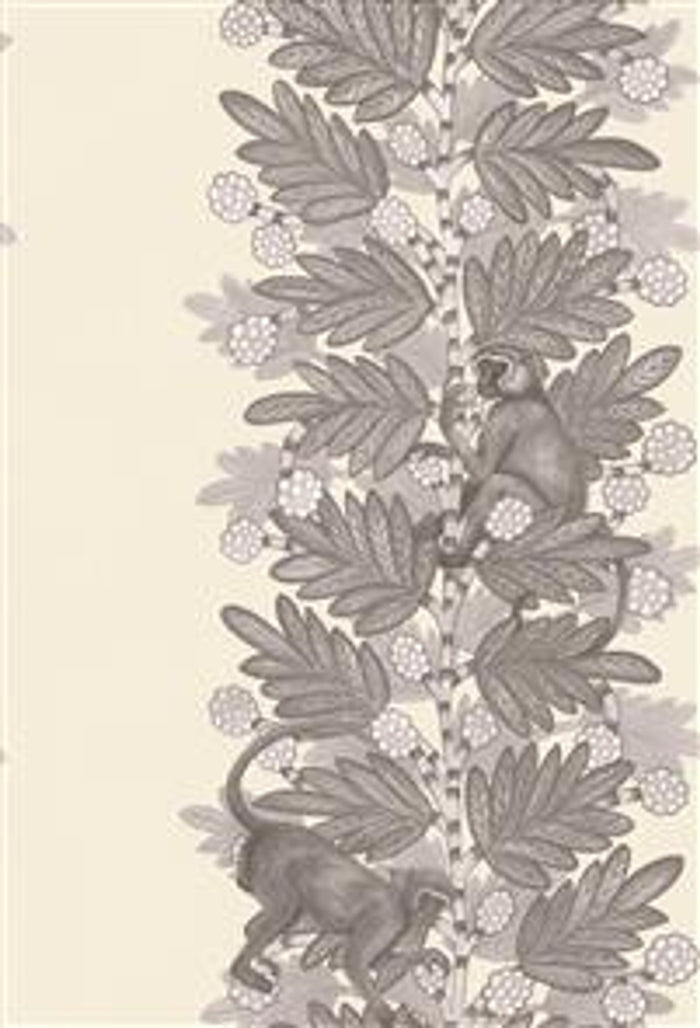 Sample - Acacia Monkey Wallpaper - Grey/White