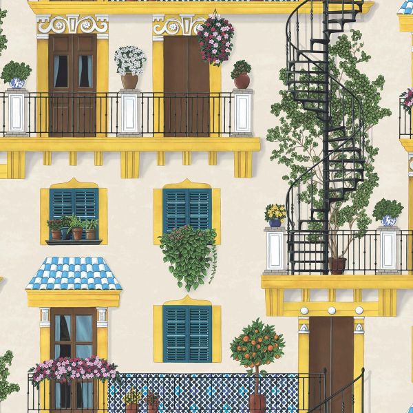 Sample - Alfaro Wallpaper - Canary Yellow & Petrol