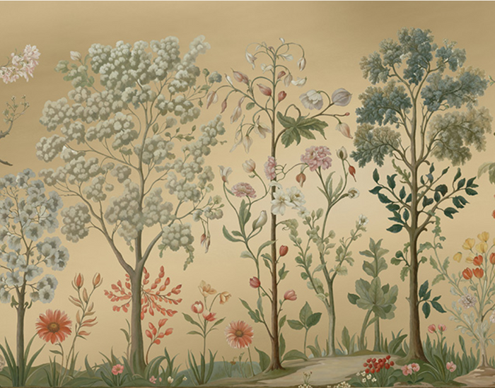 Sample - Arboretum Exotic Tropical Garden - Custom sized wallpaper mural (per/m2) - Gold