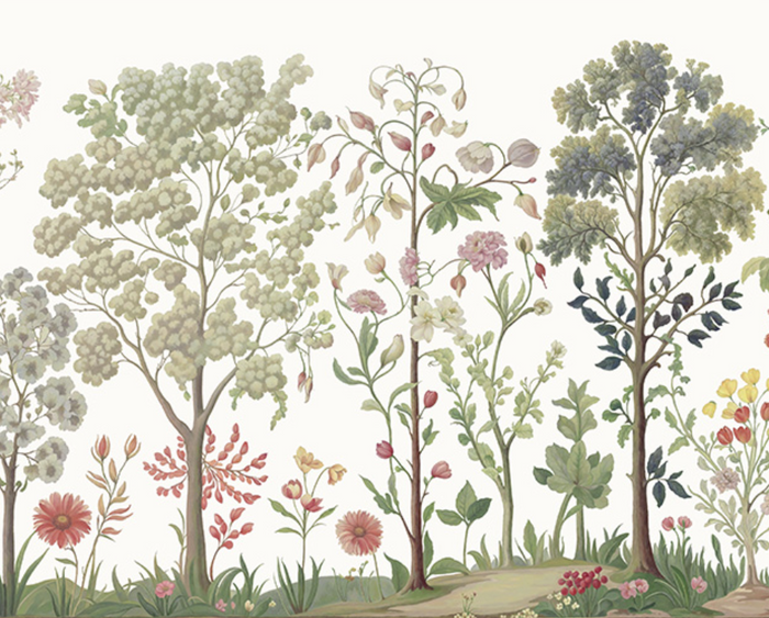 Sample - Arboretum Exotic Tropical Garden - Custom sized wallpaper mural (per/m2) - White