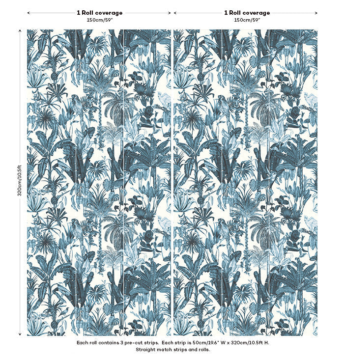 Sample - Birds Birds Mural Wallpaper - Blue