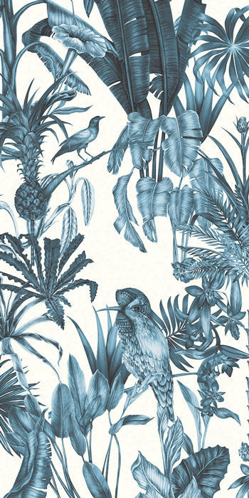 Sample - Birds Birds Mural Wallpaper - Blue