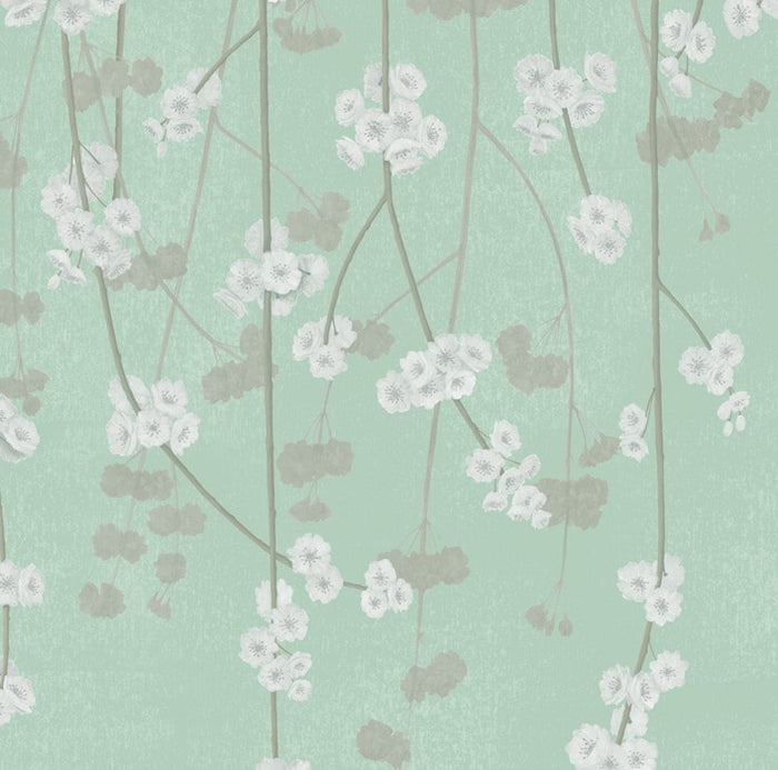 Sample - Cherry Blossom Wallpaper - Green