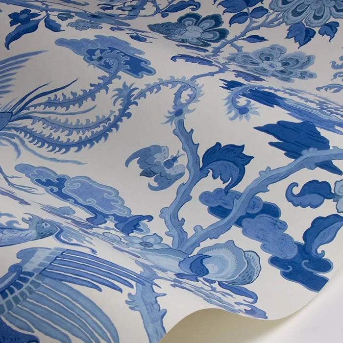 Sample - Chifu Chinoiserie Wallpaper - Blue