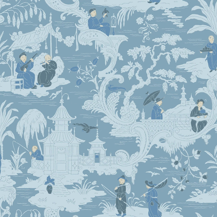 Sample - Chinese Toile Wallpaper - Ice Blue