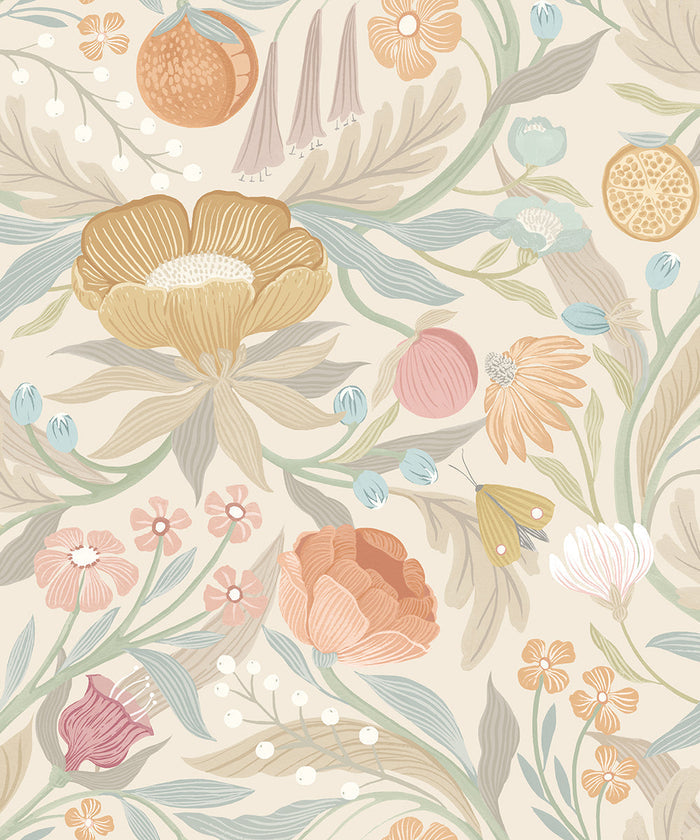 Sample - Clementine Wallpaper - Chalk & Parchment