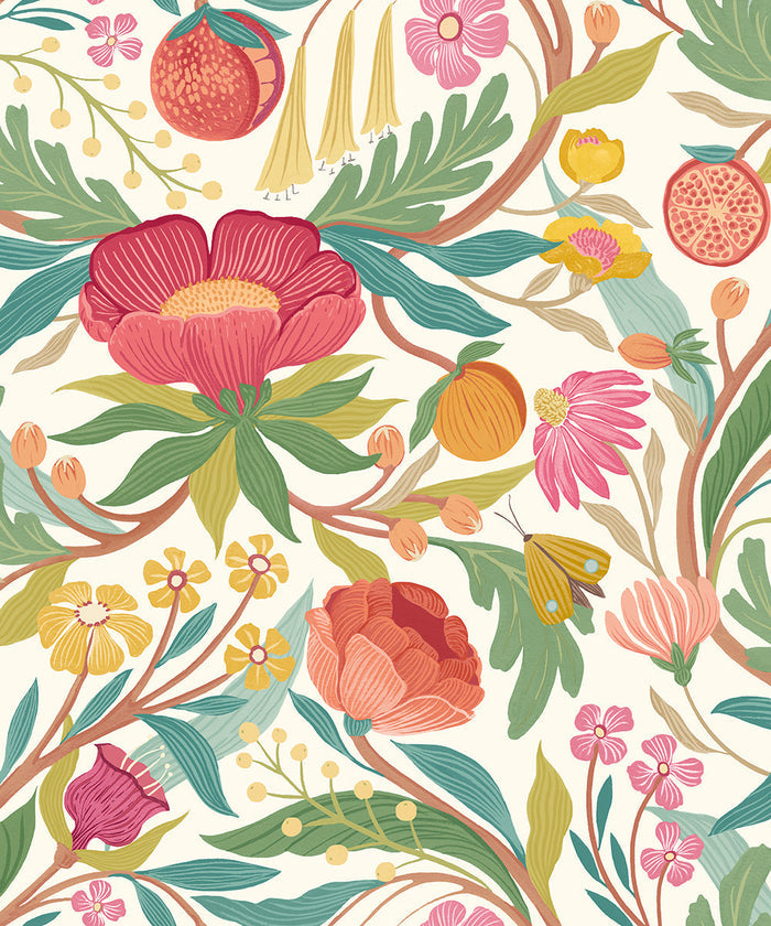 Sample - Clementine  Wallpaper - Lipstick & Olive