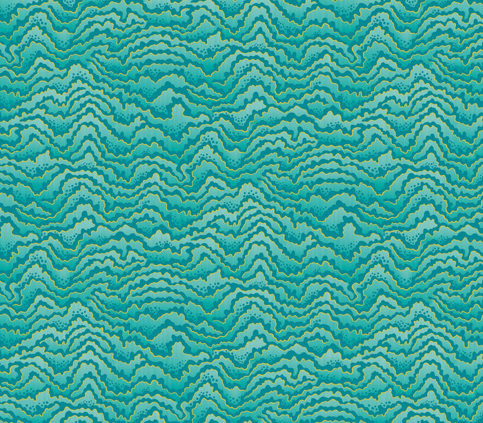 Sample - Contour Wallpaper - Ohpopsi - Turquoise & Lemon