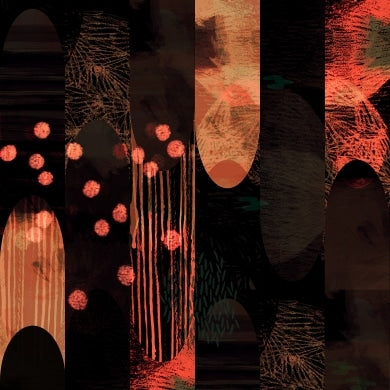 Sample - Ember Designer Wallpaper - Black & Orange