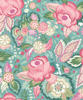 Sample - Emily Rose Wallpaper - Rose & Seafoam