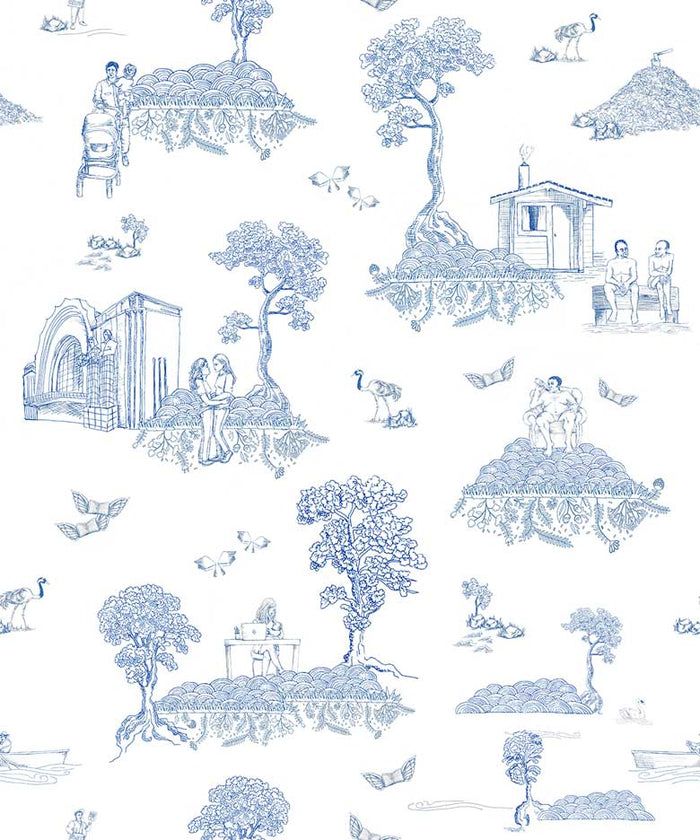 Sample - Finland Toile - Scandinavian Wallpaper - Blue