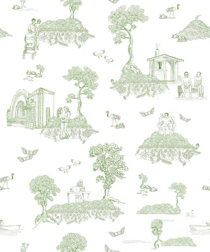 Sample - Finland Toile - Scandinavian Wallpaper - Green