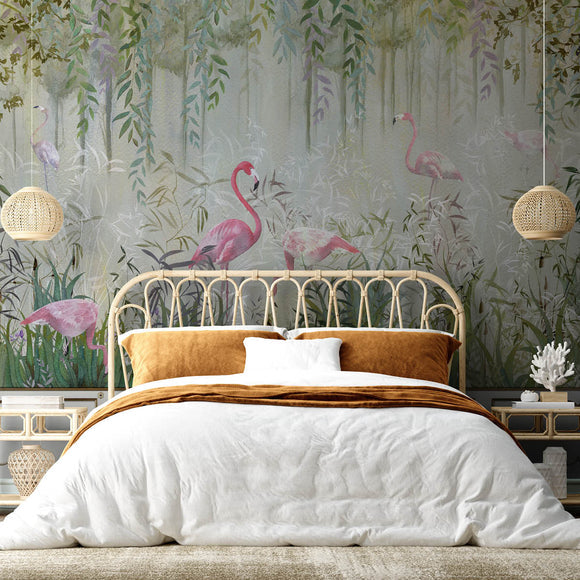 Sample - Flamingos Garden Customisable Mural {per m2}