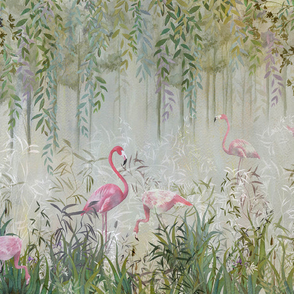 Sample - Flamingos Garden Customisable Mural {per m2}