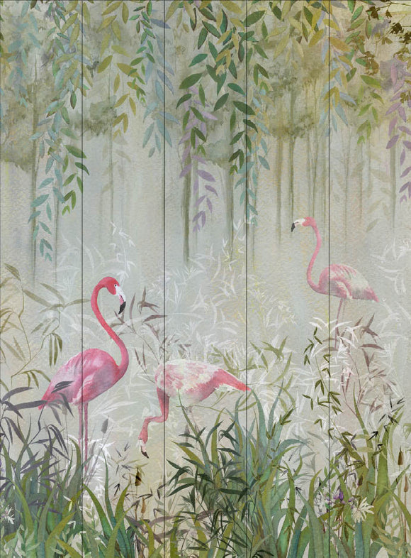 Sample - Flamingos Garden Customisable Mural {per m2}