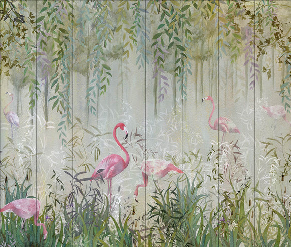 Sample - Flamingos Garden Customisable Mural {per m2}
