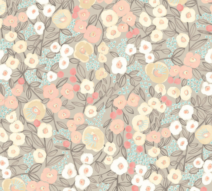 Sample - Flora Ditsy Wallpaper - Peach & Dove
