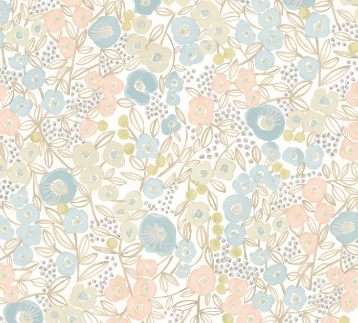 Sample - Flora Ditsy Wallpaper - Silver