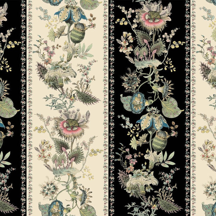 Sample - Flora Fantasia Hybrid Mural Wallpaper - House of Hackney - Noir Stripe