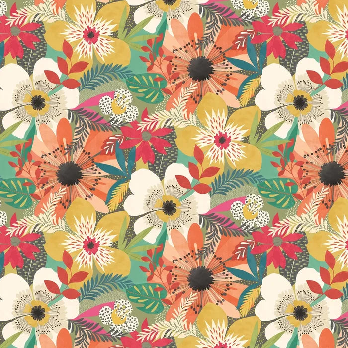 Sample - Floral Riot Wallpaper - Ohpopsi - Olive
