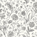 Sample - Floral Toile Wallpaper - Ebony