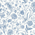Sample - Floral Toile Wallpaper - Royal Blue