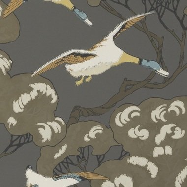 Sample - Flying Ducks Wallpaper - Charcoal