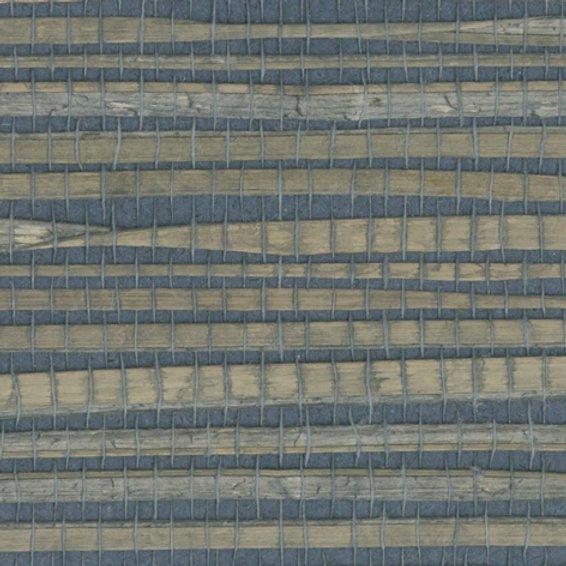 Sample - Genuine Grasscloth Wallpaper - Khaki Blue