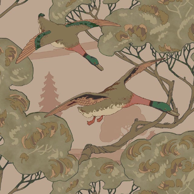 Sample - Grand Flying Ducks Wallpaper - Plaster