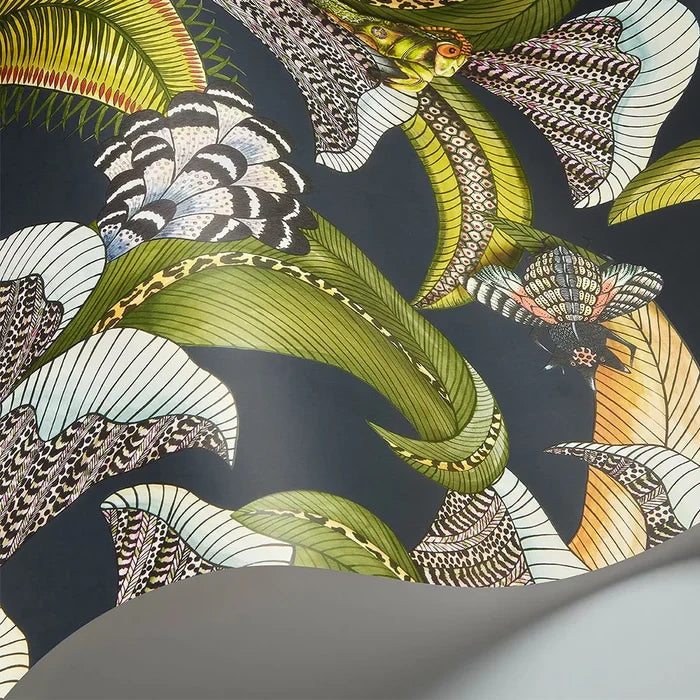 Sample - Hoope Wallpaper - Olive Green on Black