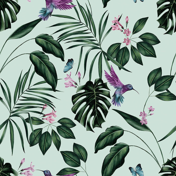 Sample - Hummingbird Wallpaper - Ohpopsi - Duck Egg