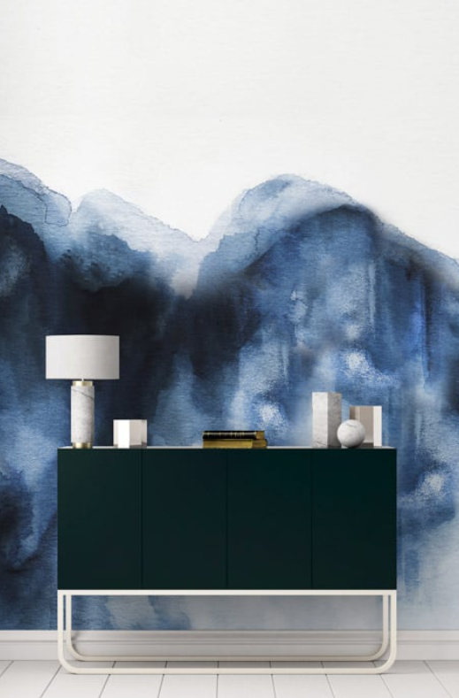 Sample - Indigo Abstract - Custom sized wallpaper mural (per/m2) - Deep Blue