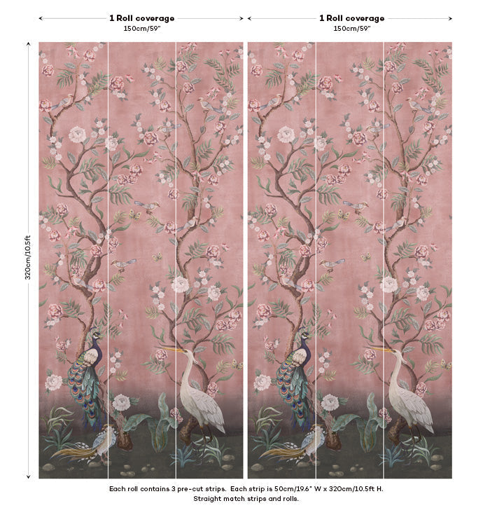 Sample - Kubla Khan Hybrid Mural Wallpaper - Blush