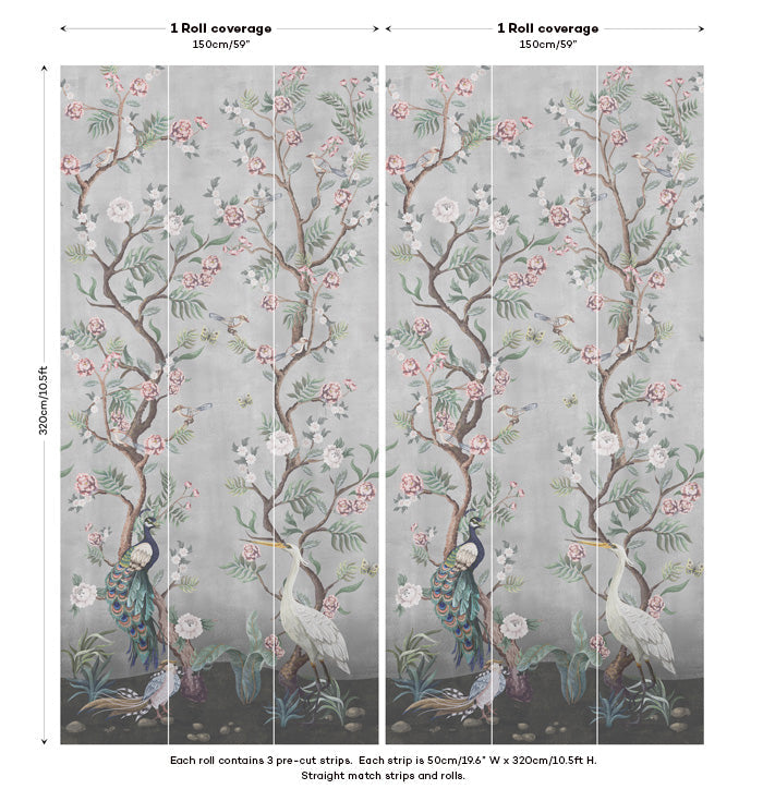Sample - Kubla Khan Hybrid Mural Wallpaper - Mist