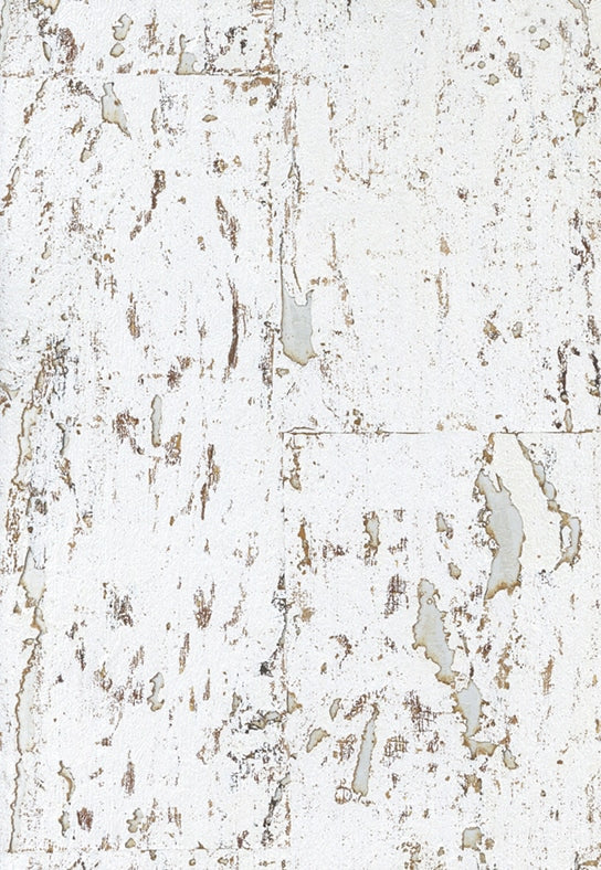 Sample - Lasmin Cork Metallic Wallpaper - Bright White/Gold