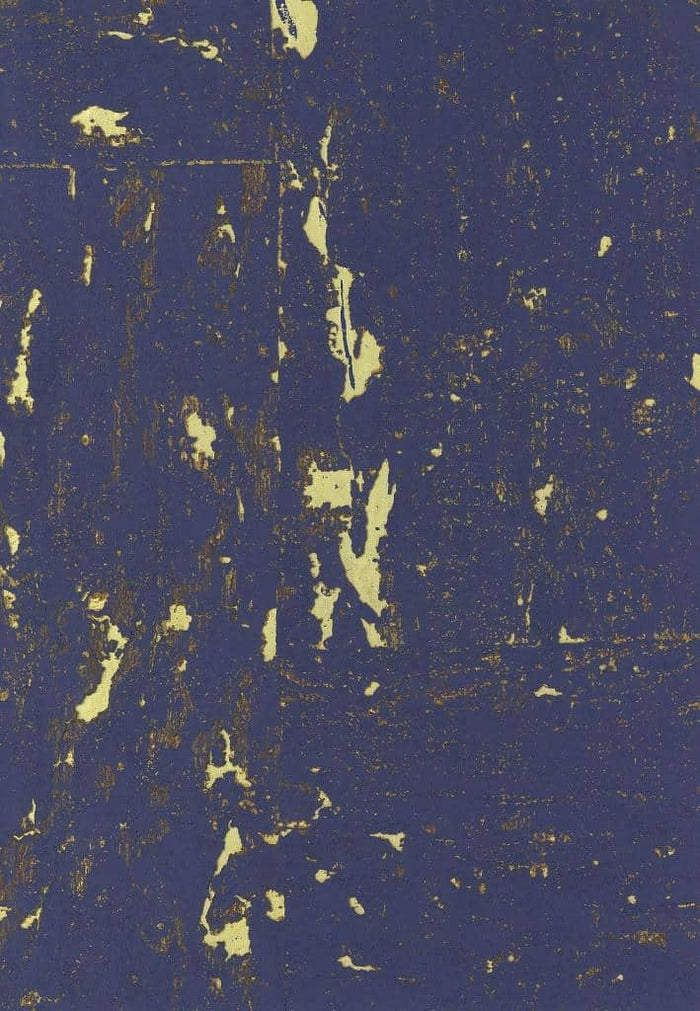 Sample - Lasmin Cork Metallic Wallpaper - Indigo/Gold