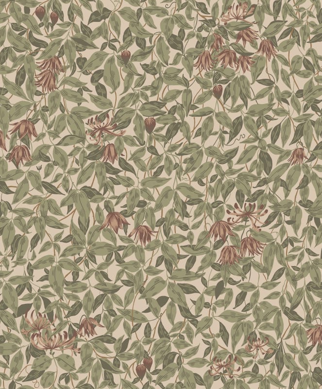 Sample - Linnea Garden Wallpaper - Burgundy