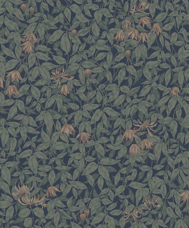 Sample - Linnea Garden Wallpaper - Midnight Blue