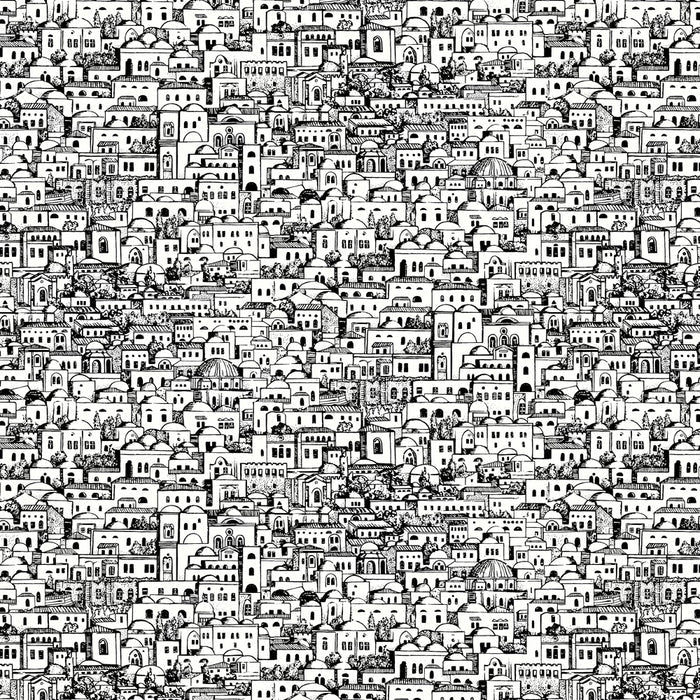 Sample - Mediterranea - Cityscape Wallpaper - White & Black