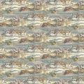Sample - Morning Gallop Wallpaper - Mulberry - Blue/Sand