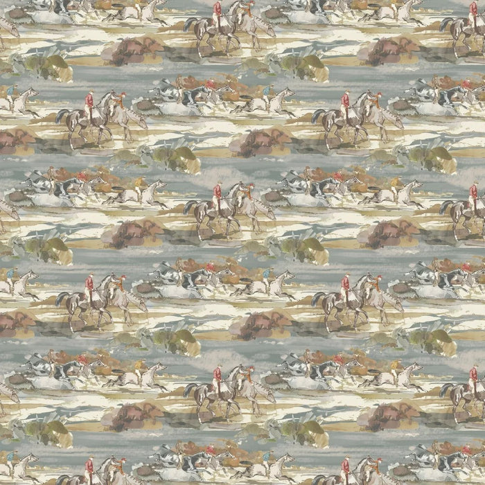 Sample - Morning Gallop Wallpaper - Mulberry - Blue/Sand
