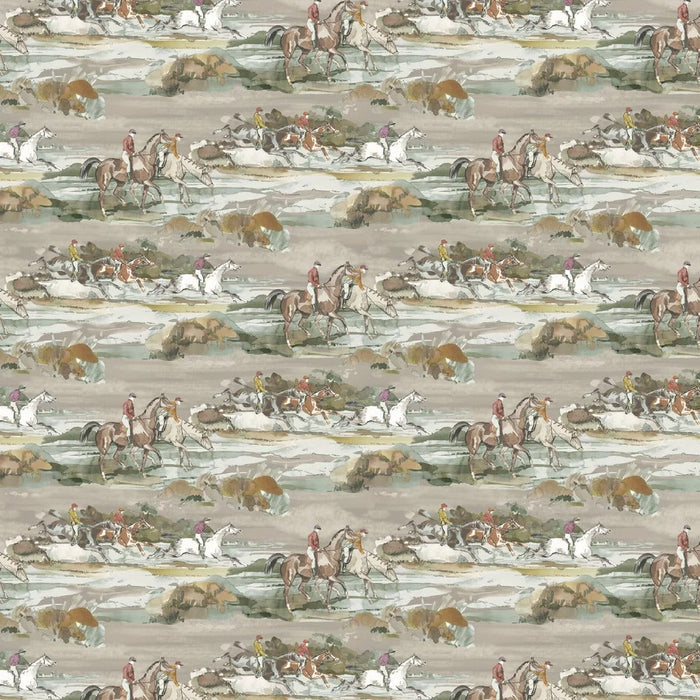 Sample - Morning Gallop Wallpaper - Mulberry - Grey/Sand
