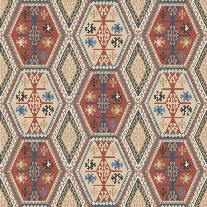 Sample - Mulberry Home Buckland Wallpaper - Red/Blue
