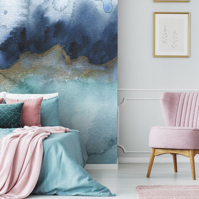 Sample - Mystic Metallic - Custom Sized Wallpaper Mural (per m2) - Teal