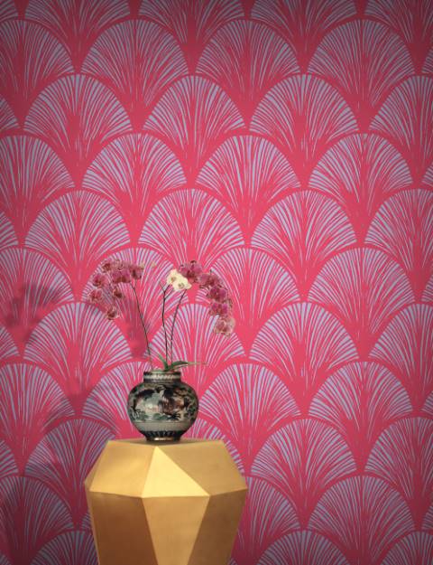 Sample - Orchid Scales Wallpaper - Flamingo
