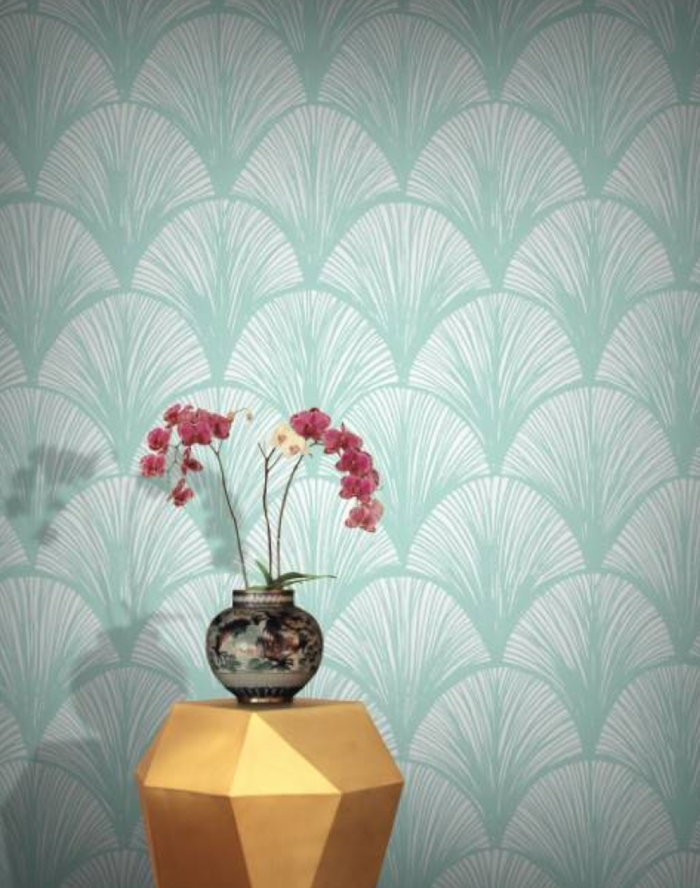 Sample - Orchid Scales Wallpaper - Mint