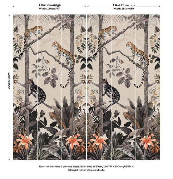 Sample - Panthera Mural Hybrid Wallpaper - Taupe