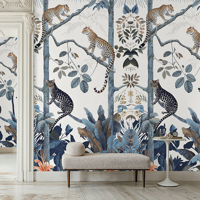 Sample - Panthera Mural Hybrid Wallpaper - White