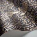 Sample - Pavo Parade Peacock Wallpaper - Metallic Bronze/Midnight